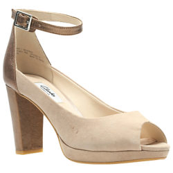 Clarks Kendra Ella Peep Toe Sandals Taupe Comb